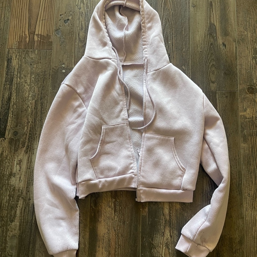 Light Beige Cropped Hoodie